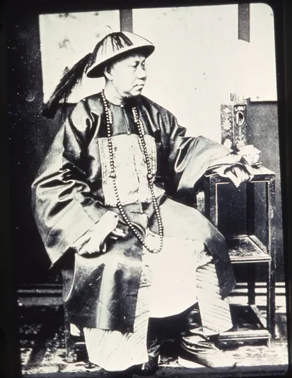 Chinese mandarin dressed in traditional clothing, Changde, Hunan, China, ca.1900, 1900