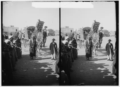 The potters' market, with Mosque and Fellah Women in the Background, at Gizeh, A, 1911