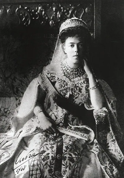 Grand Duchess Olga Alexandrovna wearing the traditional dress of the Russian cou, 1908