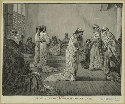 Studio portrait of models wearing traditional clothing from the province of Hoda, 1873