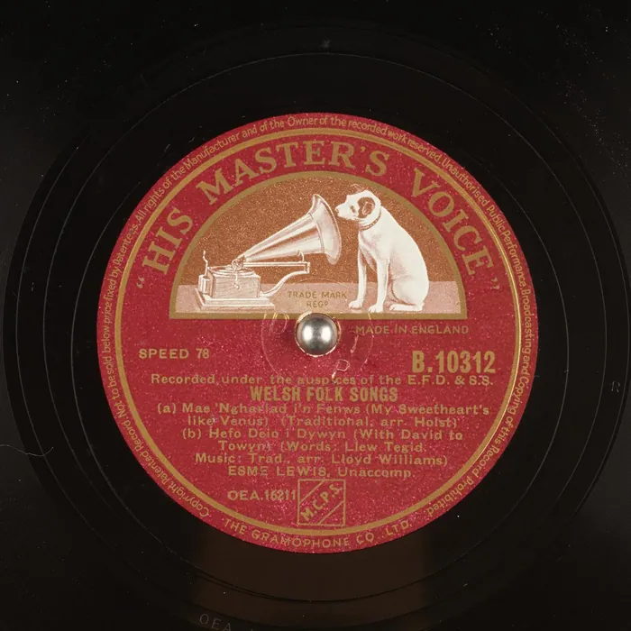 Original disc label for Welsh Folk Songs